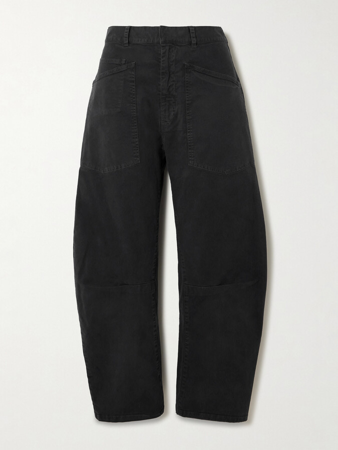 Nili Lotan - Shon Cotton-blend Twill Barrel-leg Pants - Black