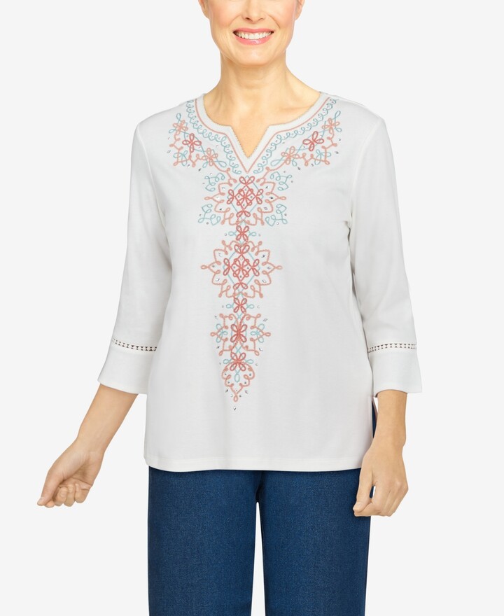 embroidered plus size tops