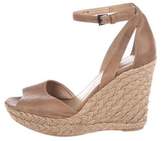 Thumbnail for your product : Stuart Weitzman Leather Ankle-Strap Wedges