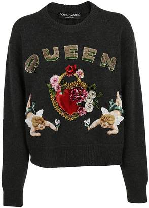 Dolce & Gabbana Embroidered Queen Heart Sweater