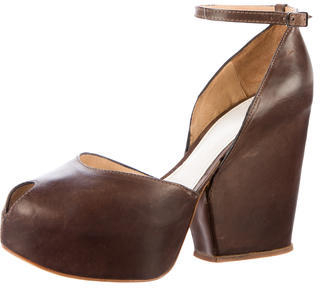 Maison Margiela Leather Platform Sandals w/ Tags