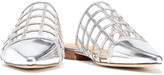Thumbnail for your product : Sigerson Morrison Eddi Embellished Caged Mirrored-leather Mules