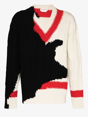 Alexander McQueen V-Neck Intarsia Knit Sweater