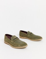 Thumbnail for your product : Base London kinsey loafers in khaki suede