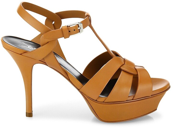 cognac platform sandals