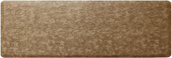 J&V Textiles Cloud Comfort Taupe 17 in. x 60 in. Medallion Embossed Anti-Fatigue Mat