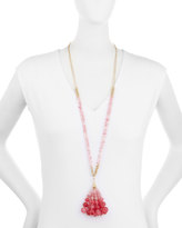Thumbnail for your product : Lydell NYC Long Double-Strand Ombre Beaded Tassel Necklace, Pink