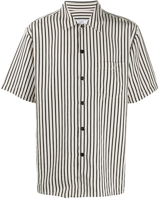 AMI Paris Striped Camp Collar Short-Sleeve Shirt