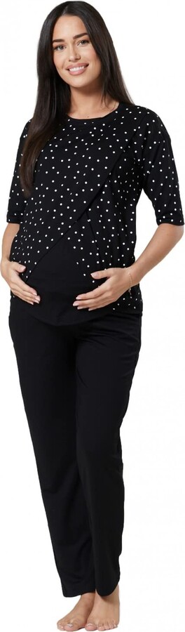 HAPPY MAMA Stillpyjama Damen - Mutterschafts Nachtwäsche Mit Stillzugang