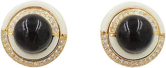 One Kings Lane Vintage Ciner Faux-Onyx Cabochon Earrings - Carrie's Couture