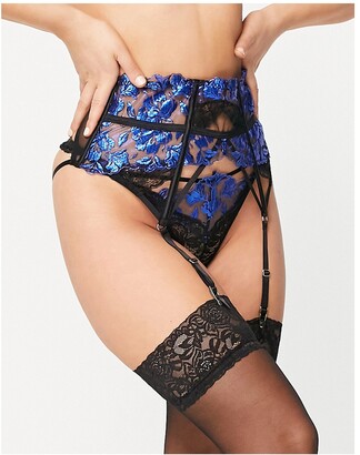 Ann Summers lingerie the everlasting waspie garter belt in blue and black -  ShopStyle