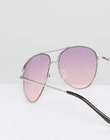 Thumbnail for your product : ASOS Metal Top Bar Aviator Sunglasses With Lilac Colored Lens