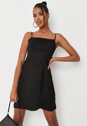 black knee length slip dress