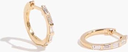 Baguette Huggies in 14k Yellow Gold