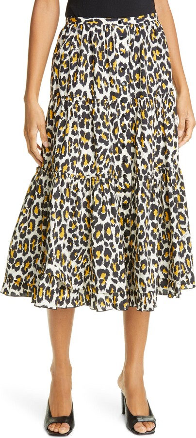 leopard print midi skirt shopstyle