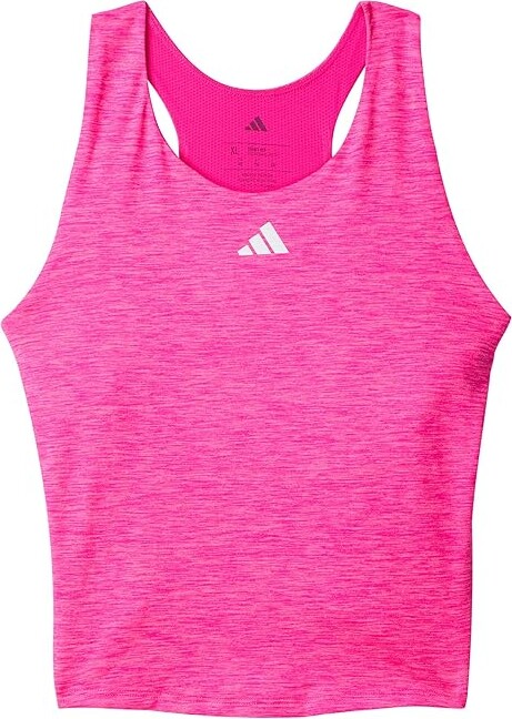 adidas Kids Melange Training Tank Top (Big Kid) Girl's Bra Shock Pink Melange : MD (10-12 Big Kids), Elastane/Jersey/Polyester