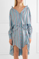 Thumbnail for your product : Esteban Cortazar Asymmetric Striped Silk Mini Dress - Blue