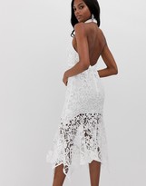 Thumbnail for your product : ASOS DESIGN high neck midi dress in guipure lace and peplum