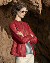Thumbnail for your product : Neiman Marcus Perforated Zip-Front Leather Jacket