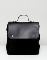 Thumbnail for your product : ASOS Design DESIGN suede mix large square backpack-Black