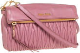 Thumbnail for your product : Miu Miu Pale Pink Matelassé Leather Fold Over Clutch Bag