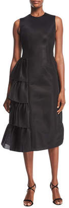 Simone Rocha A-Line Midi Dress with Tiered Ruffles