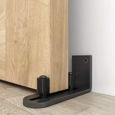 Lazio LAZ Black Steel Guide Sliding Barn Door Floor Guide Wall Guide With Bottom Adjustable Roller