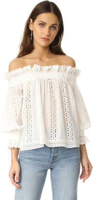 Endless Rose Off Shoulder Top with Ruffle Cuffs