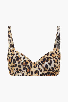 Moschino Embellished Leopard-print Bikini Top