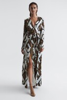Thumbnail for your product : Reiss Petite Snake Print Plunge Maxi Dress