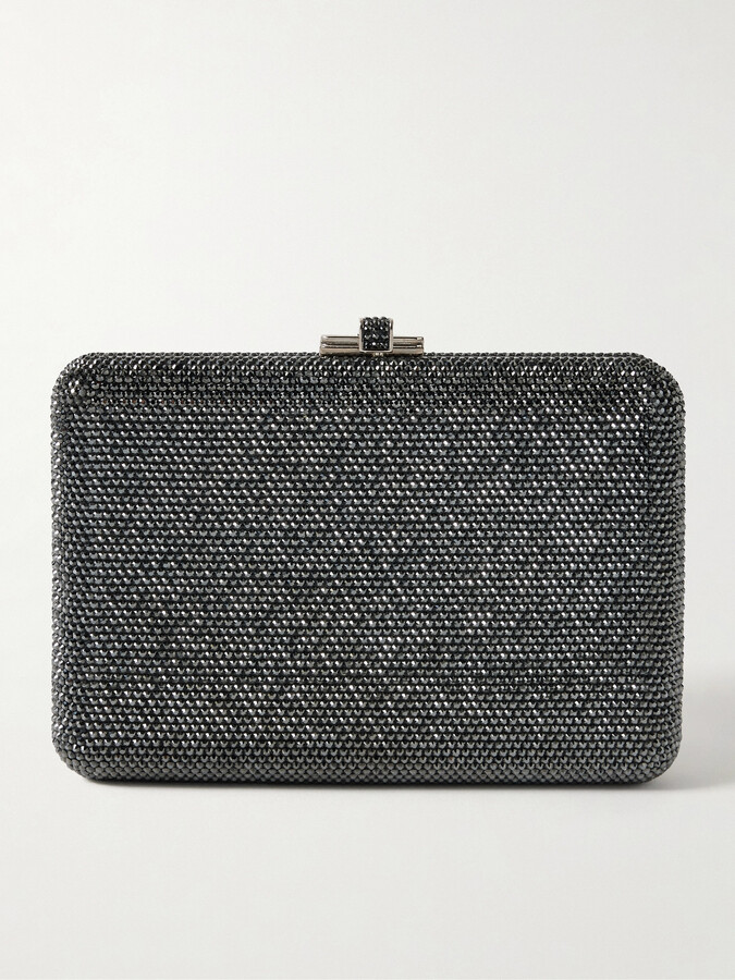 Judith Leiber Slim Slide Crystal-embellished Silver-tone Clutch - Gray