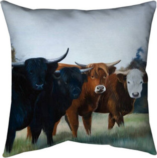 Begin Edition International Inc. Four Highland Cows Indoor / Outdoor Square Throw Pillow Cover