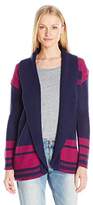 Thumbnail for your product : Leo & Nicole Women's Long Sleeve Color Block Open Cardigan Sweater