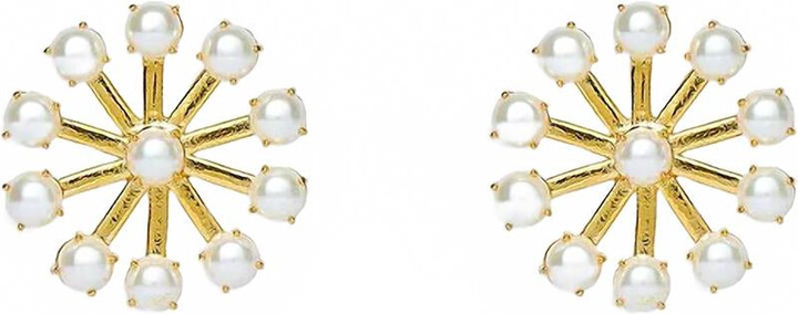 Lele Sadoughi Women's Pearl Pinwheel Button Earrings In Gold