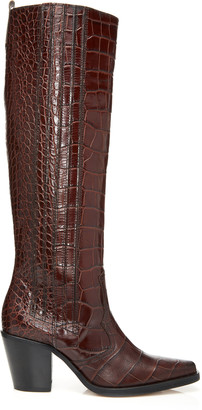ganni croc effect boots