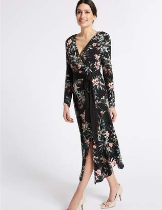 Marks and Spencer Floral Print Long Sleeve Wrap Dress