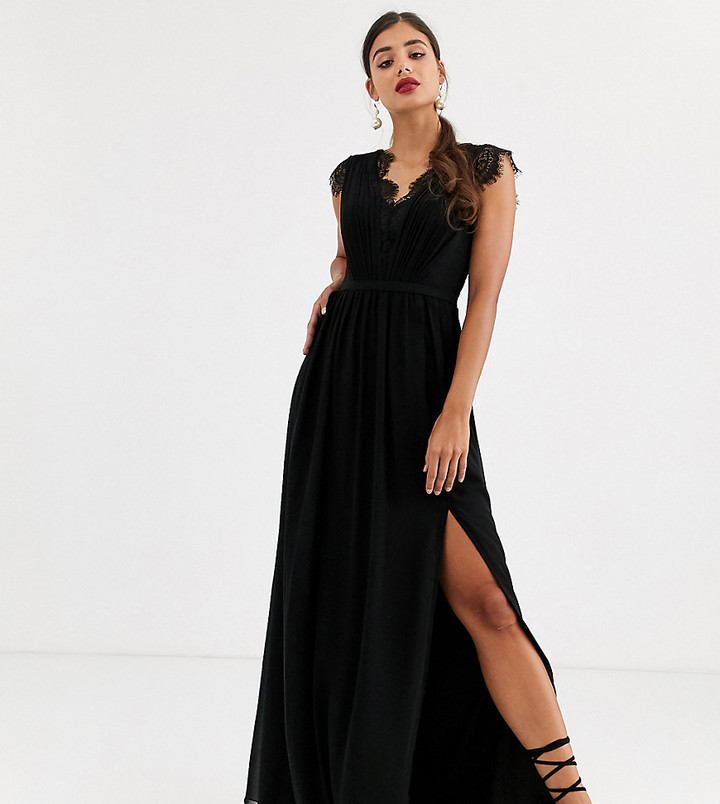 little mistress black tulle maxi dress