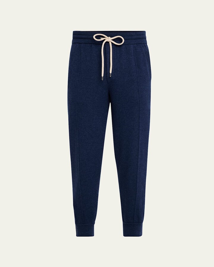 Brunello Cucinelli Men's Cashmere Pleated Drawstring Sweatpants