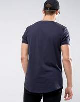 Thumbnail for your product : Le Breve Logline Curved Hem Twill Shoulder T-Shirt