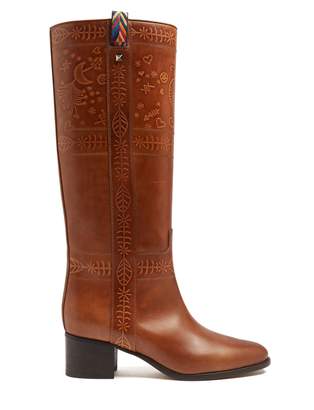 Valentino Embossed leather knee-high boots