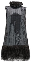 Thumbnail for your product : Halpern Fringed Sequinned Mini Dress - Grey
