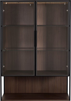 Ebern Designs 51.2'' Tall Lighted Display Cabinet With Tempered Glass Door Metal Frame LED Curio Cabinet Modern Minimalist Style For Living Room Office Study