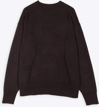 Studio Nicholson 5gg Oversize Crew Neck Dark brown wool crewneck 