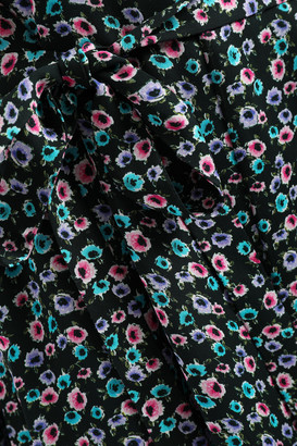 Jason Wu Shirred Floral-print Crepe De Chine Mini Dress