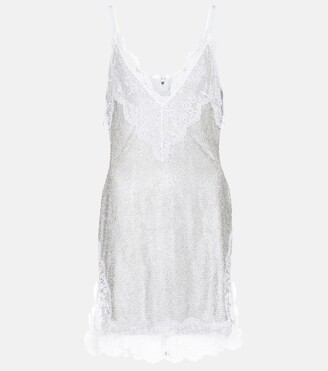 Christopher Kane Bridal lace crystal mesh minidress