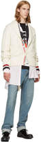 Thumbnail for your product : Loewe White and Red Striped Asymmetric Leather Bib Shirt