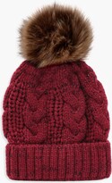 Thumbnail for your product : boohoo Cable Knit Faux Fur Pom Beanie