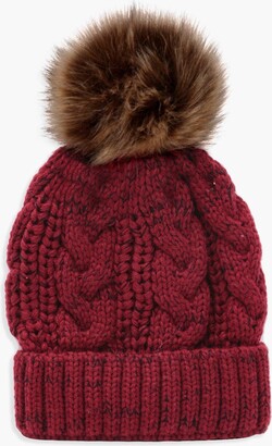 boohoo Cable Knit Faux Fur Pom Beanie