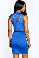 Thumbnail for your product : boohoo Kelly Scallop Lace Belted Bodycon Dress