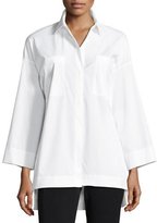 Thumbnail for your product : Lafayette 148 New York Hensley Stretch-Cotton Blouse, White, Plus Size